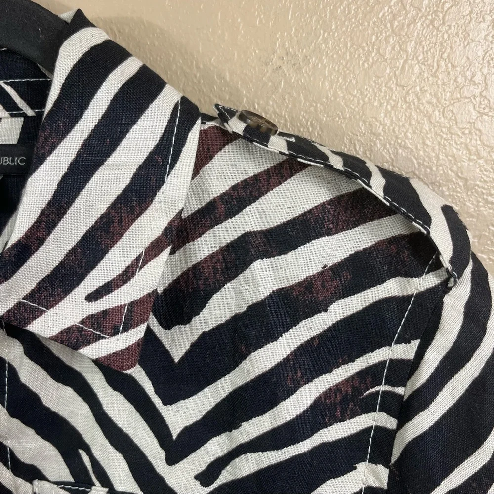 Banana Republic Linen Oversized Zebra Shorts Romper NWOT
